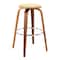 Armen Living Harbor 26" Counter Height Backless Swivel Cream Faux Leather and Walnut Wood Bar Stool LCHBBACRWA26 - alternate 1